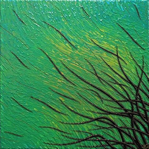 An Abstract Painting With Green And Yellow Colors