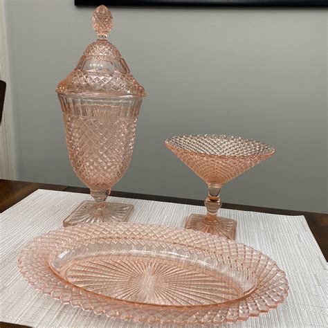 Vintage Anchor Hocking Miss America Pink Depression Glass Set