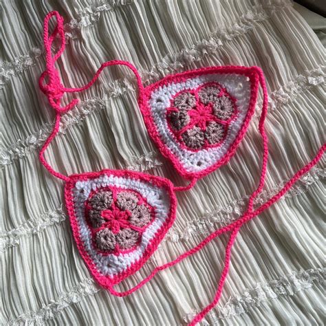 Crochet African Flower Bikini Top Handmade Depop
