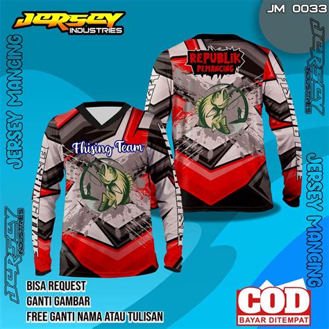 Jual Jersey Mancing Custom Desain Full Printing Bisa Order Satuan