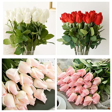 Cheap Pcs Real Like Artificial Roses Bud Latex Real Touch Bouquet