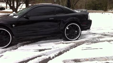 Mustang On 24s In The Snow Youtube