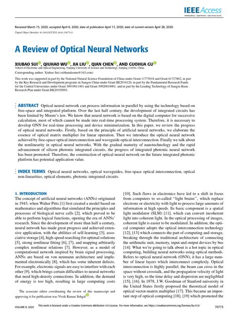 A Review of Optical Neural Networks | PDF | Nonlinear Optics | Matrix (Mathematics)