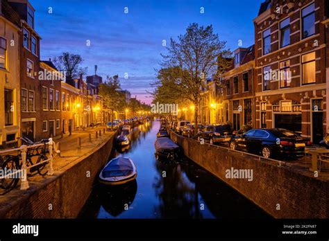 Canal and houses in the evening. Haarlem, Netherlands Stock Photo - Alamy