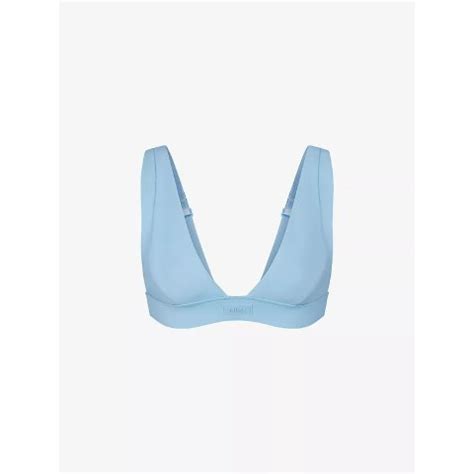 Plunge neck brand patch recycled stretch nylon bikini top 比基尼 42 00 超值好货 北美省钱快报