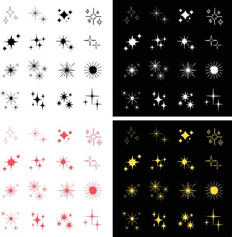 Collection Of Sparkling Stars Vector Illustration For Sticker Poster