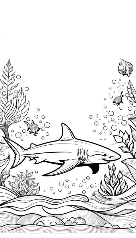 Shark Coloring Page - Black and White | Stable Diffusion Online