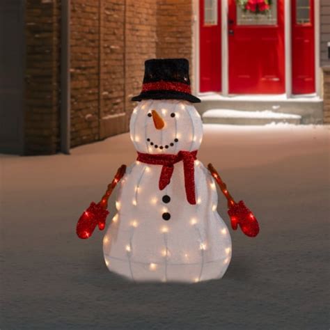 Northlight 32 Lighted 3d Chenille Snowman In Top Hat Outdoor Christmas