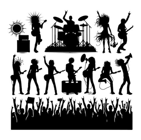 Premium Vector Silhouette Of A Band Guitarist Vector