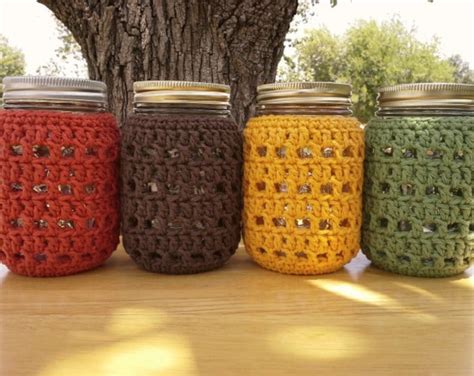 Mason Jar Cozy Pint Sized Jar Cover Crochet Bottle Cozy Etsy