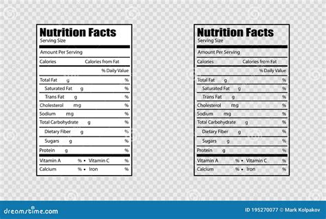 Nutrition Facts Design Label Vector Illustration In Flat Stock Vector