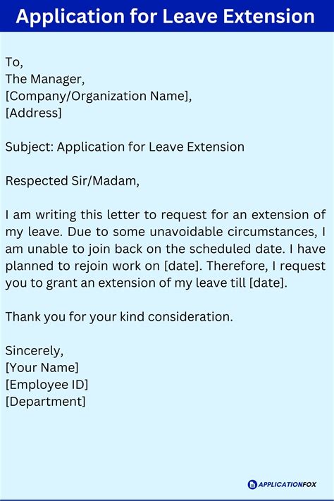 Samples Extension Of Leave Application