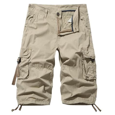 Pantacourt Homme Cargo En Coton Coupe Droite Taille Standard