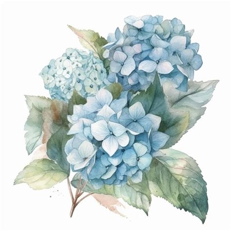 Un Ramo De Flores De Hortensias Azules Sobre Un Fondo Blanco Foto