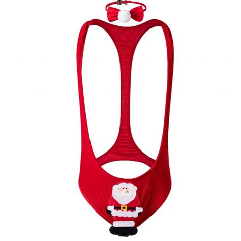 Underwear Men Christmas Lingerie Sexy Bodysuit One Piece Santa Claus Erotic Costume Mankini