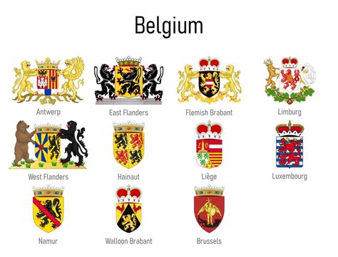 Coat Of Arms Of The Provinces Of Belgium All Belgian Regions Emblem