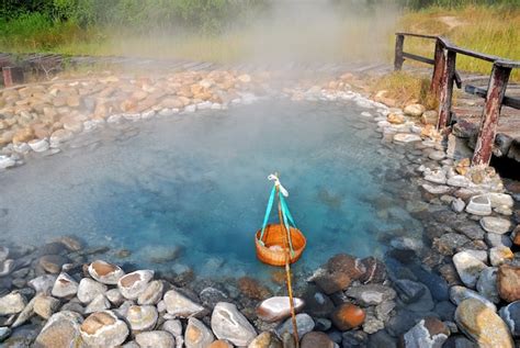 Premium Photo Hot Springs Eggs In Bamboo Basket Boil In Hot Water Theppanom Spring Hot Spring