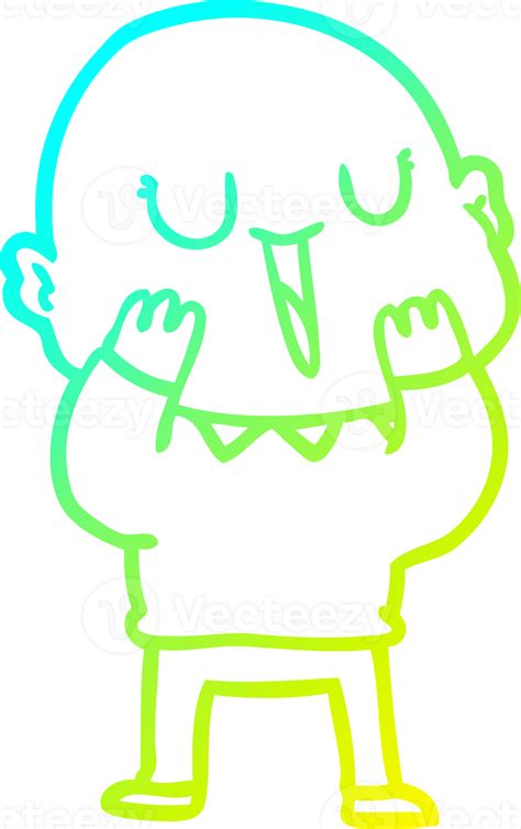 Cold Gradient Line Drawing Of A Happy Cartoon Bald Man 41143167 Png