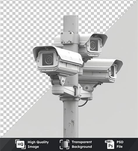 Premium Psd Premium Cctv Cameras Isolated Poles In A Tech Setting