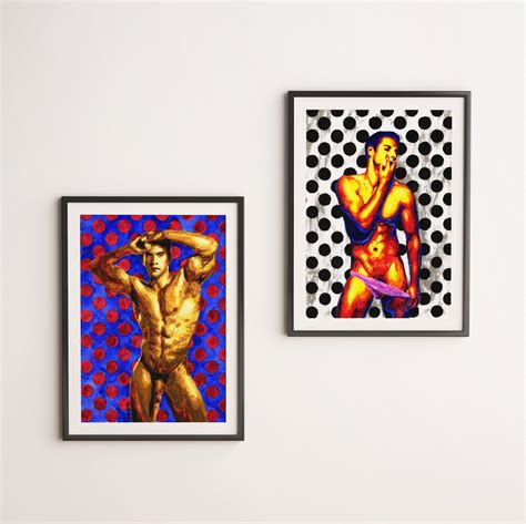 Set Of Gay Art Prints Nude Men Wall Art Watercolor Print Etsy