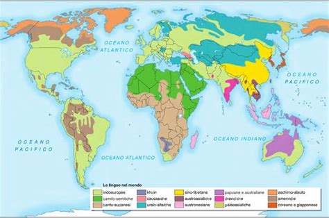 Le Famiglie Linguistiche Carta Tematica Geografia Carta Mappe