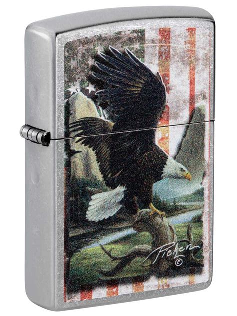 Zippo Lighter Bald Eagle And American Flag By Linda Pickens Street Lucas Lighters