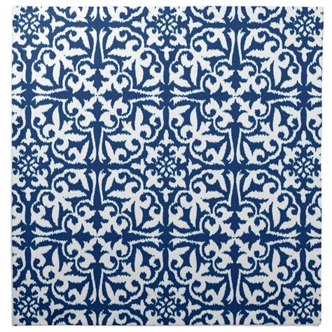 Ikat Damask Pattern Cobalt Blue And White Cloth Napkin Zazzle