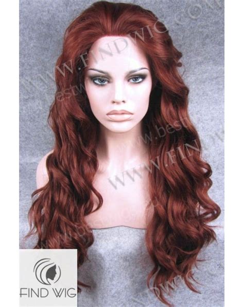 Synthetic Lace Front Wig Wavy Red Long Hair