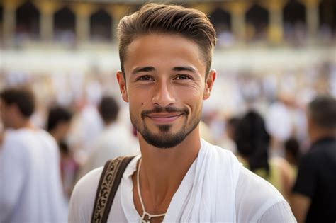 Premium Photo Bearded Man In White Shirt