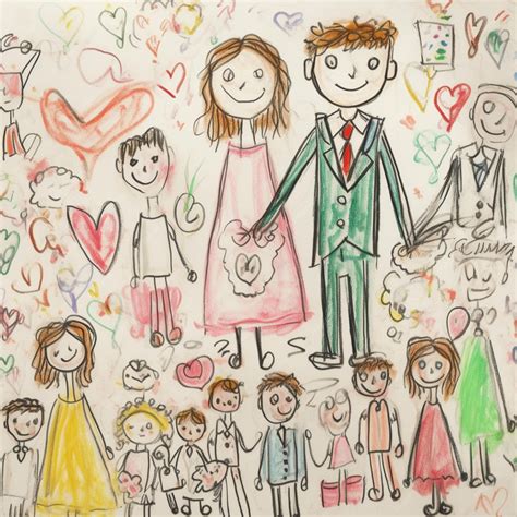 Premium AI Image | A drawing of a family of five standing together with a child generative ai