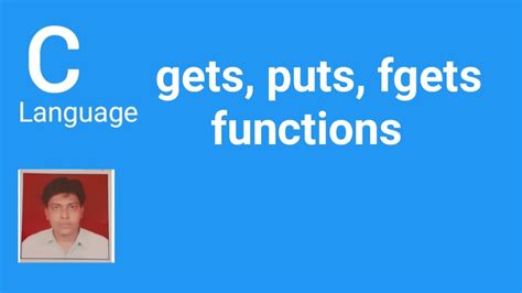 Gets Puts Fgets Functions In C Youtube