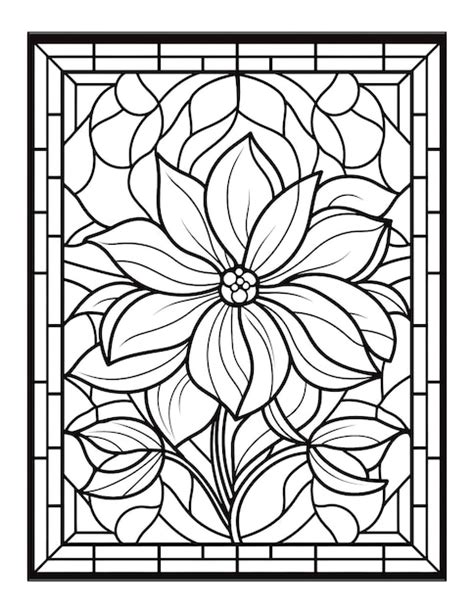 Premium Photo Stained Glass Flower Coloring Pages