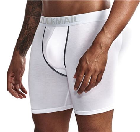 Jockmail Sexy Men Padded Underwear Cotton Long Leg Boxer Briefs