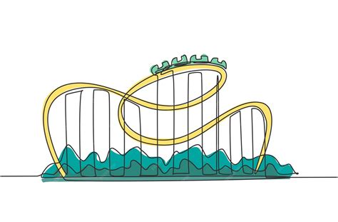 Premium Vector Single Continuous Line Drawing Of A Roller Coaster In