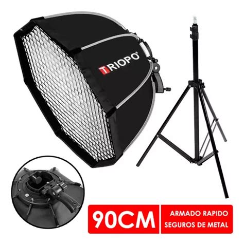 Octabox Triopo 90cm Con Tripie Armado Rapido Flash Smdv Grid MercadoLibre