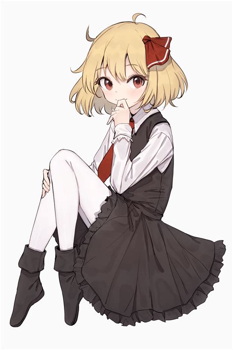 Safebooru Girl Black Dress Blonde Hair Blush Dress Hair Ribbon Highres Legs Folded Long