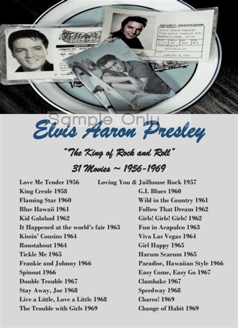 Elvis Presley List Of 31 Movies Poster A4 Size Pdf Printable Jailhouse