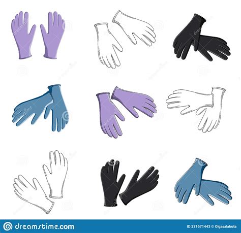 A Set of Medical Gloves of Different Colors in Different Hand Positions ...