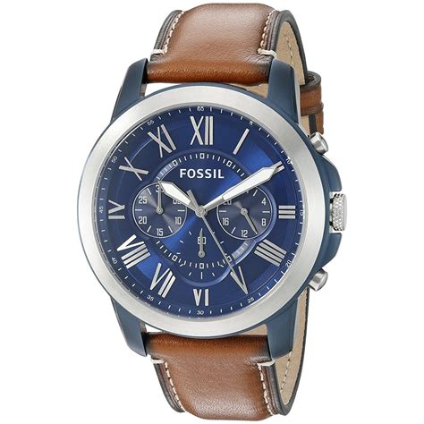 Fossil Fs Grant Mm Men S Chronograph Brown Leather Watch