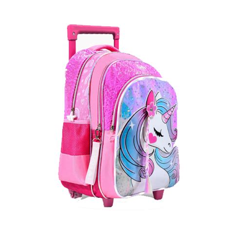 Mochila C Carro Footy Unicornio Trenza Con Luz F