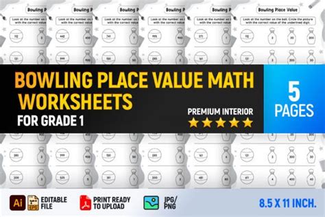 Bowling Place Value Math Worksheets Graphic by Interior Creative · Creative Fabrica