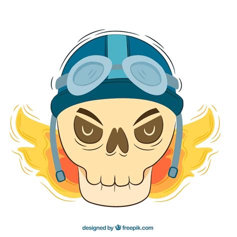 Череп фон со шлемом и пламени | Бесплатно векторы