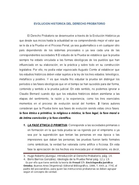 Evolucion Historica Del Derecho Probatorio Pdf Evidencia Ley