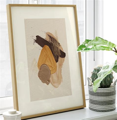 Quadro Decorativo Retangular Ink Texture Marrom Amarelo E Nude Off 8169