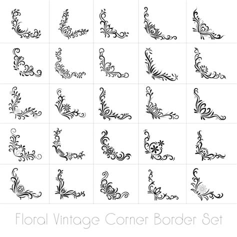 Premium Vector | Floral Vintage Cornar Borders Set - Vector