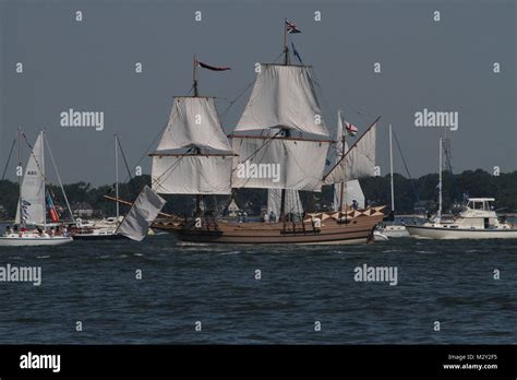 Norfolk The Godspeed Sails Down The Elizabeth River During Opsail