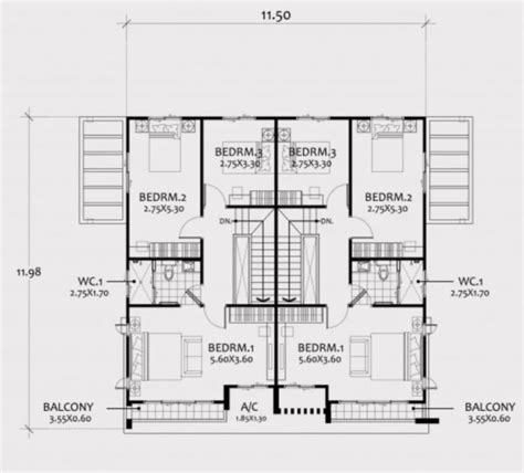 Twin House Design Plan 145x12m With 6 Bedrooms Home Ideas