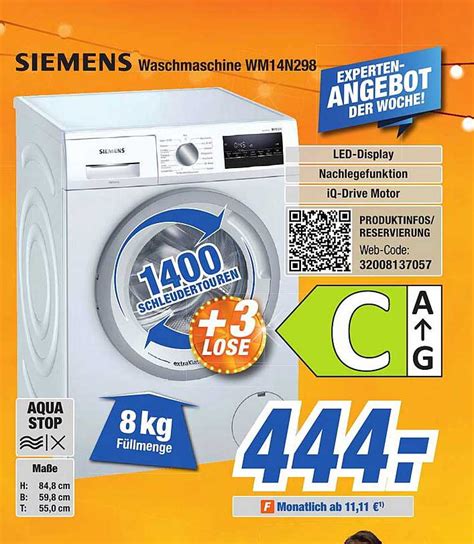 Siemens Waschmaschine Wm N Angebot Bei Expert Bening Prospekte De