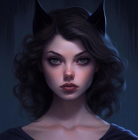 Premium Ai Image A Woman With Cat Ears And A Black Dress