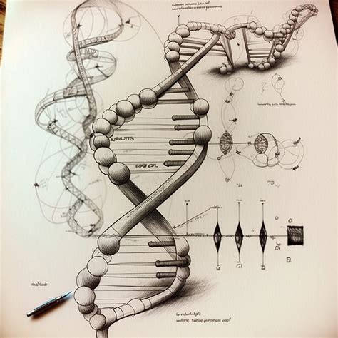 Abstract DNA Chain Structure Diagrammatic Drawing Wall Printable Art - Etsy